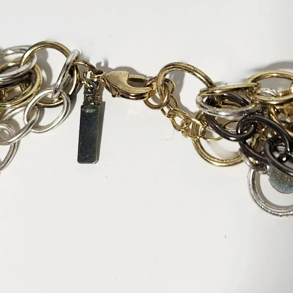 Vintage Daisy Fuentes Gold & Silvertone Metal Necklace w/ Lobster Claw Clasp